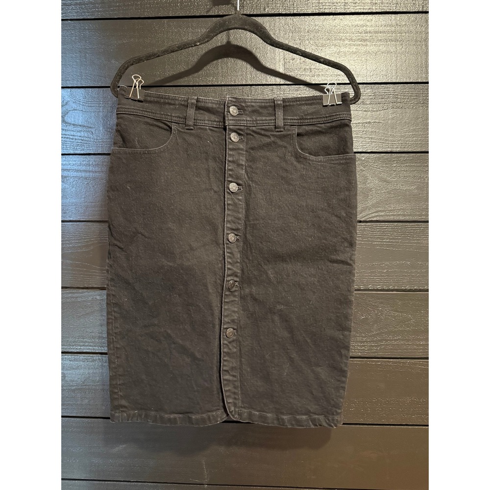 Madewell Black Button Front Denim Pencil Skirt